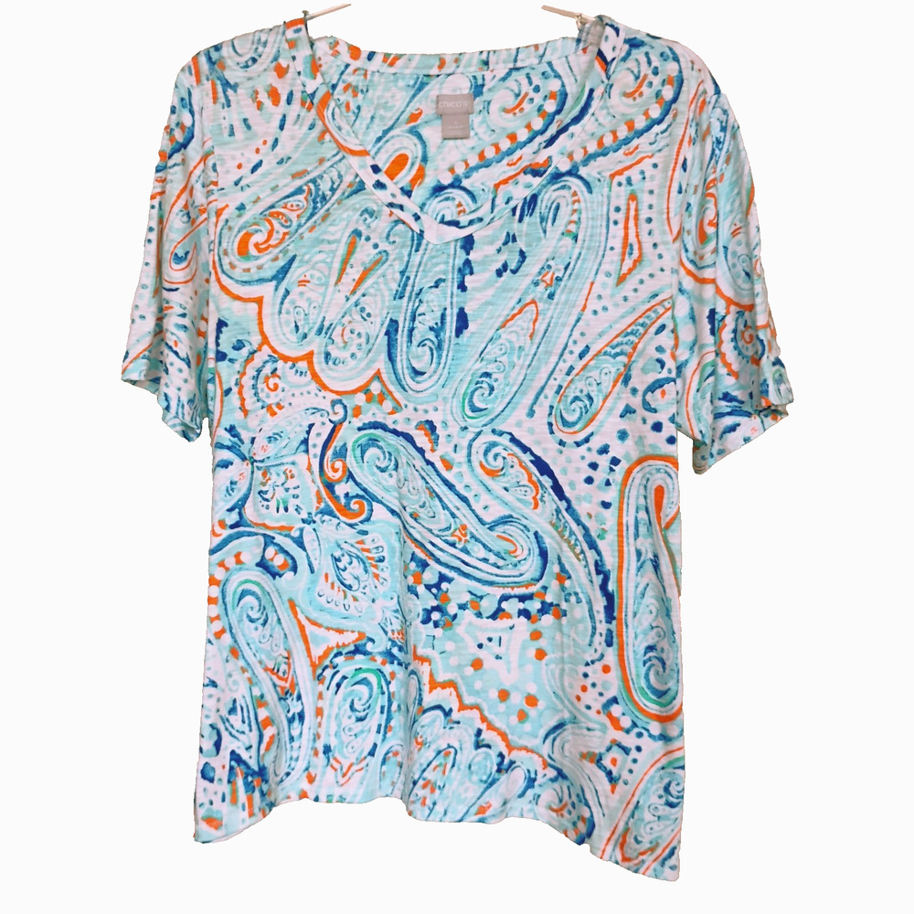 Chico's T-Shirt V-Neck Cotton ~ Size 22-24